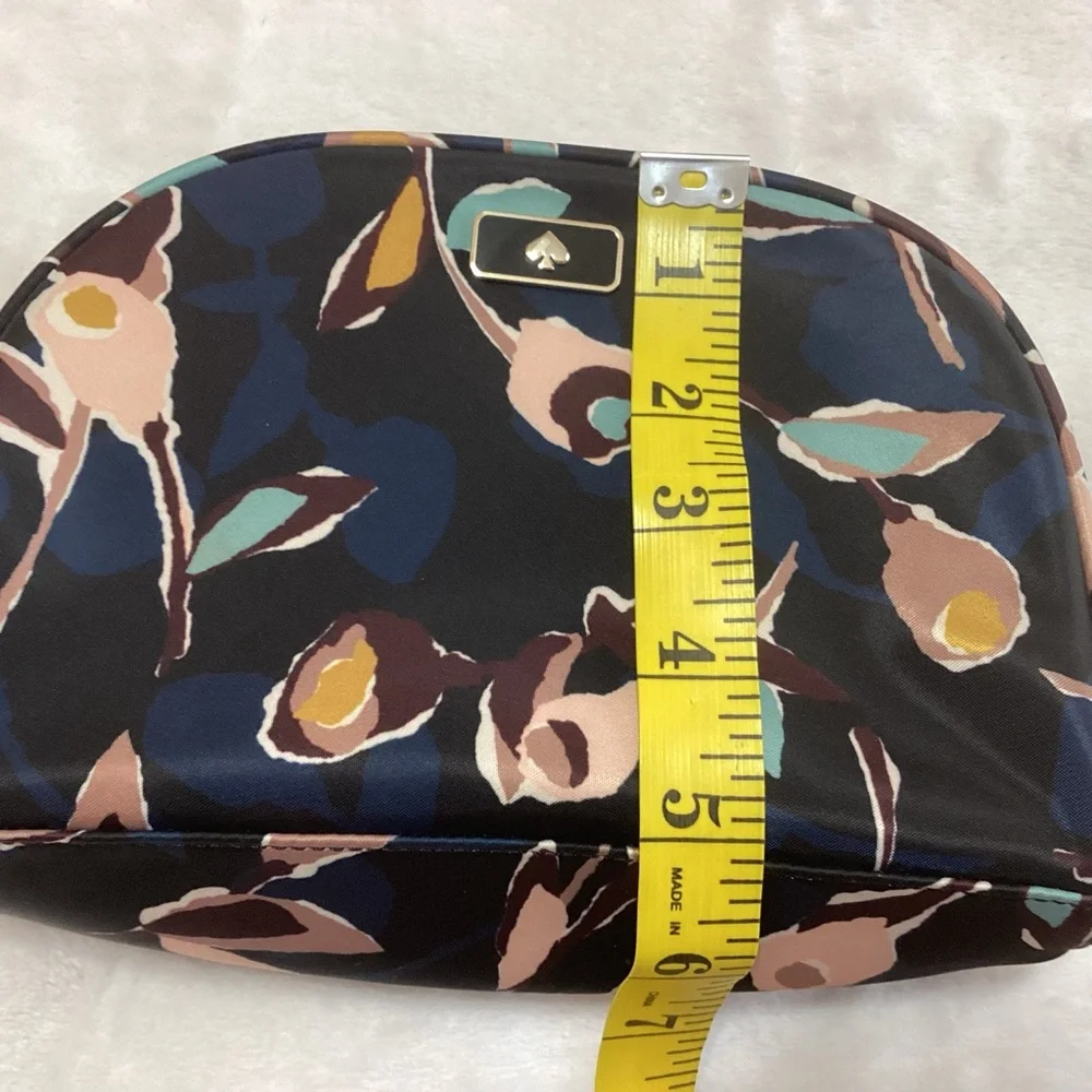 Kate Spade Floral Cosmetic Bag Black Pink Zip Top
